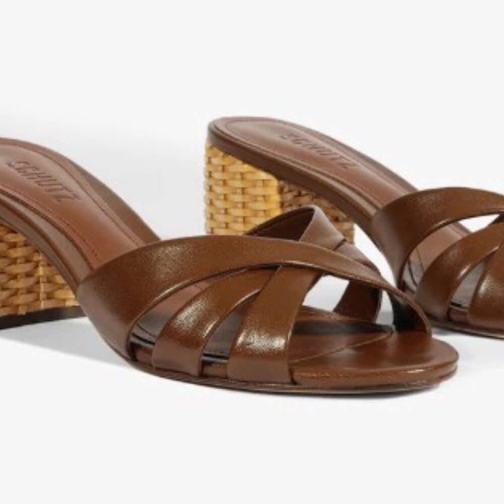 Schutz  Keefa Straw Mule Sandal Size 8.5 NEW